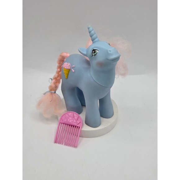 Vtg 1987 G1 MLP Sundae Best Coco Berry Unicorn 3D Ice Cream Cone - Picture 1 of 8